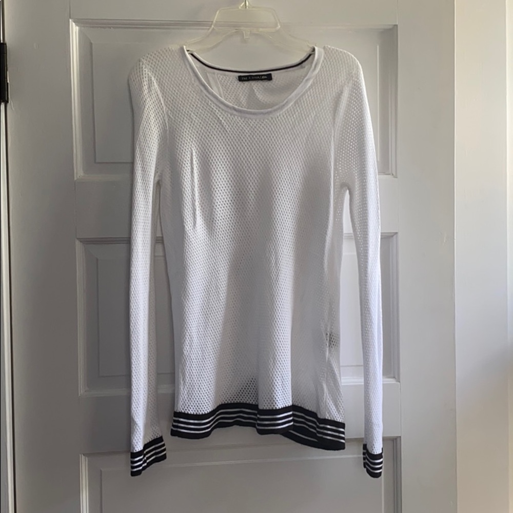 rag & bone white sweater with black and white trim